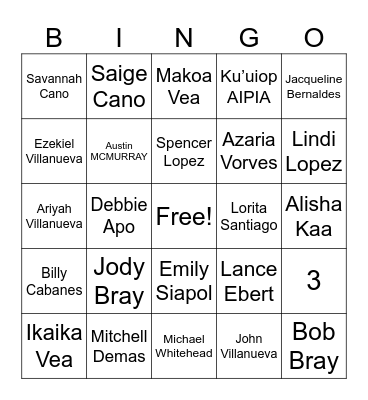 Kingdom Hall friends Bingo Card