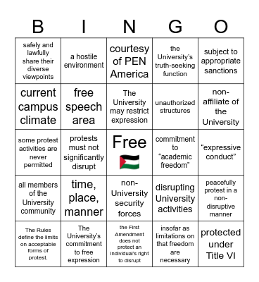 Back-to-School Protest Policy Bingo Card