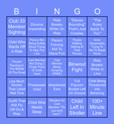 Disney Bingo Card