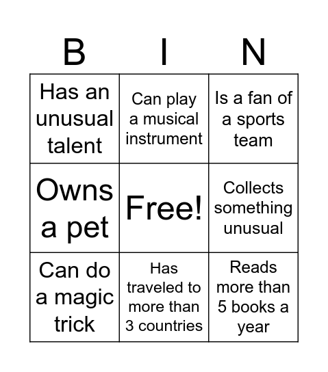 Back to school Bingo Card