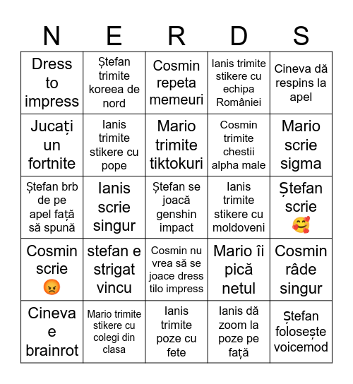 Nerd clan BINGO Card