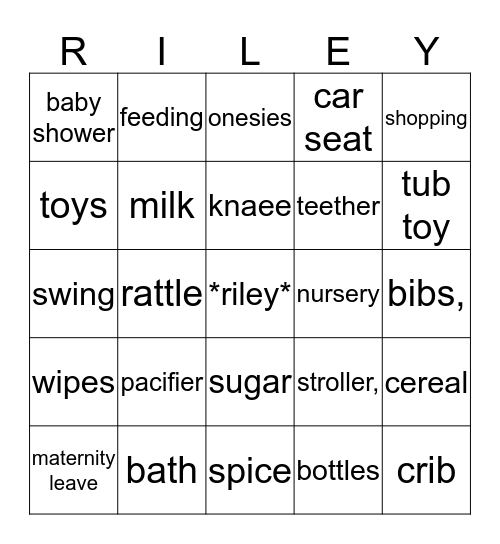 Baby Shower Bingo Card