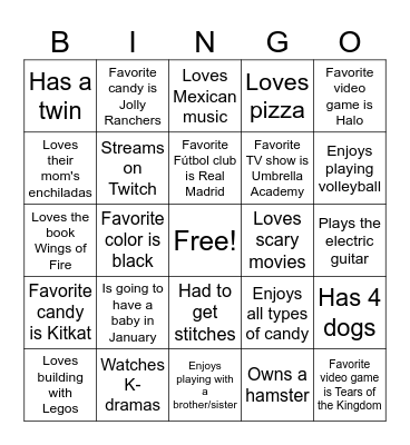 Classroom Bingo (per 3) Bingo Card