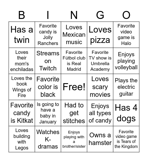 Classroom Bingo (per 3) Bingo Card