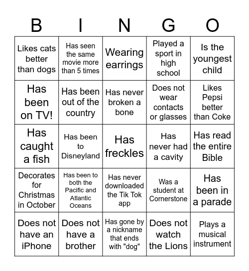 Youth Leader Bingo Card