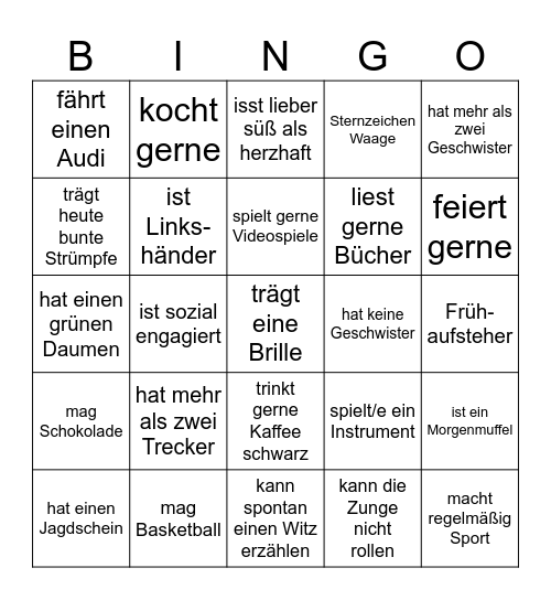 Kennenlern-Bingo Card