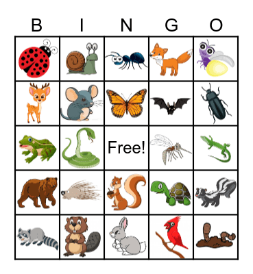 Forest Animals Bingo Card