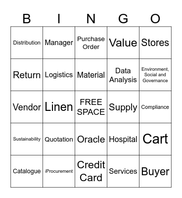 Supply Chain Bingo Card