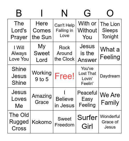 Music Bingo from 1950's/60's/70's and 80's! Bingo Card