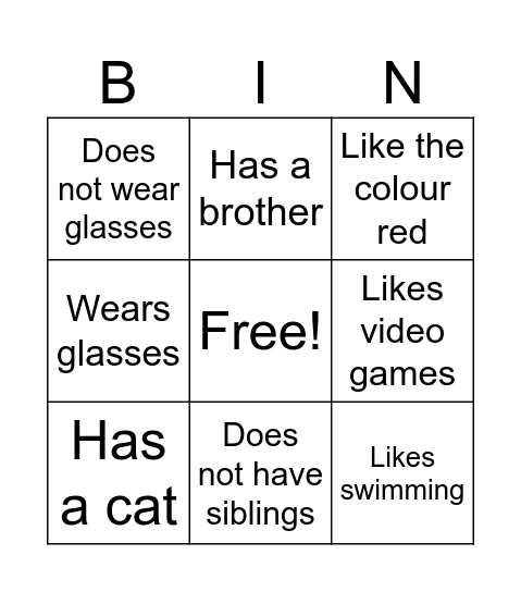 Bingo! Bingo Card