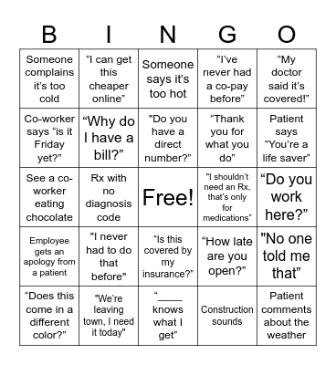 "Things We Hear & See" Bingo Card