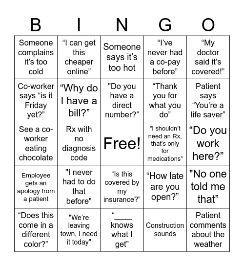 "Things We Hear & See" Bingo Card