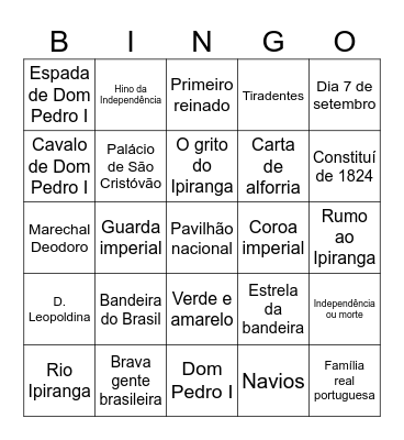 Independência do Brasil Bingo Card