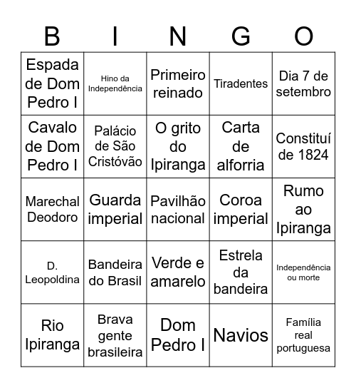 Independência do Brasil Bingo Card