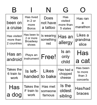 HIPO BINGO Card