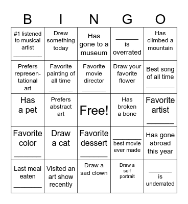 Blackout Bingo Card