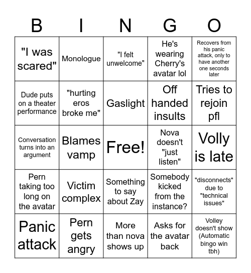 Sad little man Bingo Card