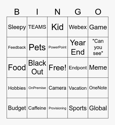 Team Call Bingo Card