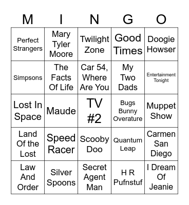 TV  #2 Bingo Card