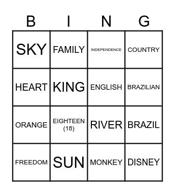 INDEPENDENCE DAY Bingo Card