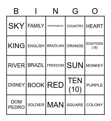 INDEPENDENCE DAY Bingo Card