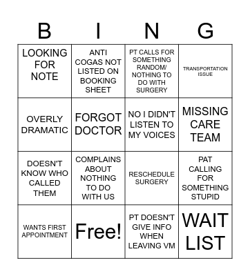 SCHEDULER BINGO Card
