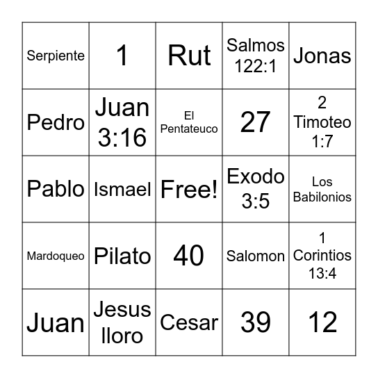 Bible BINGO Card