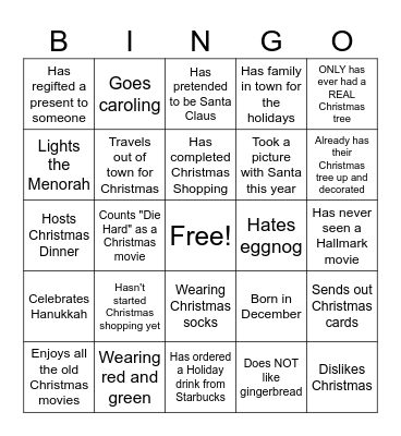 D07 Christmas Bingo Card