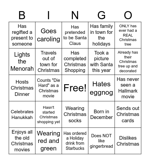 D07 Christmas Bingo Card