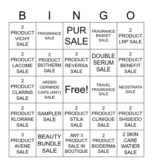 P10 Beauty Bingo Card