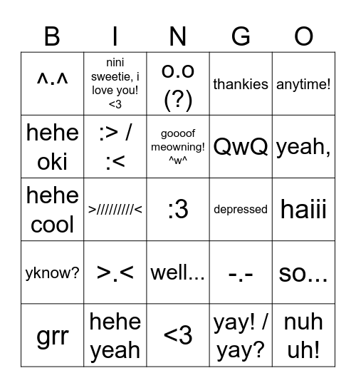 Volts Bingo Card