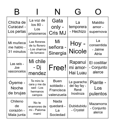 BINGO DIECIOCHERO Bingo Card