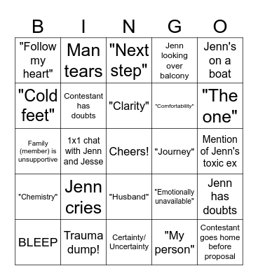 BACHELORETTE FINALE BINGO Card