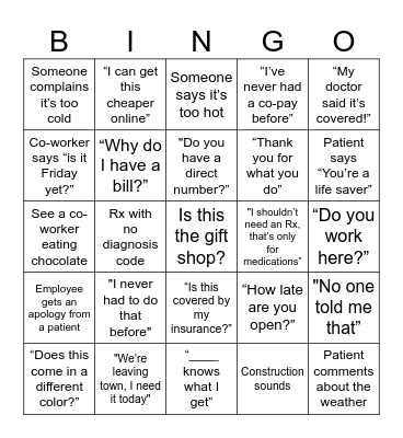 "Things We Hear & See" CMW Bingo Card