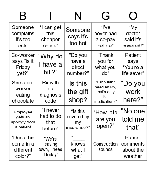 "Things We Hear & See" CMW Bingo Card