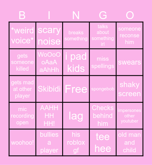 Flamingo Video Bingo Card