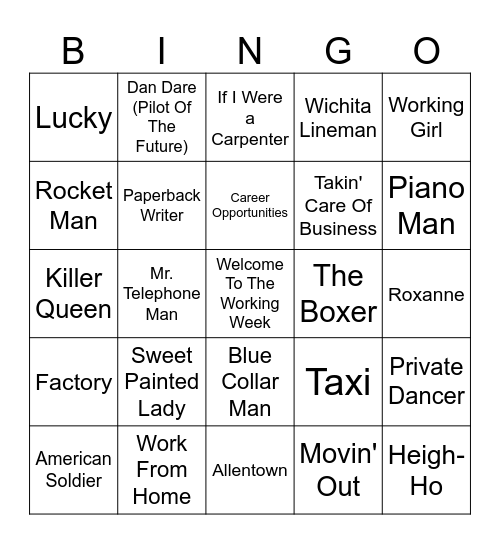 Working For The Man Bingo Card