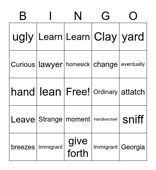 Growing Together Bingo Card