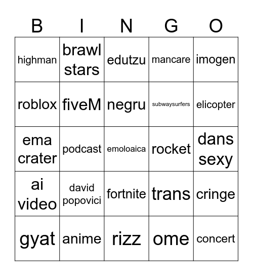 Untitled Bingo Card