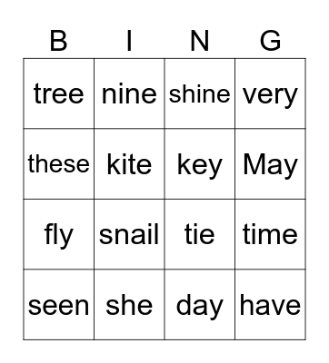 Phonics Review Bingo Card
