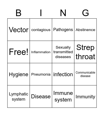Communicable Disease Bingo Card