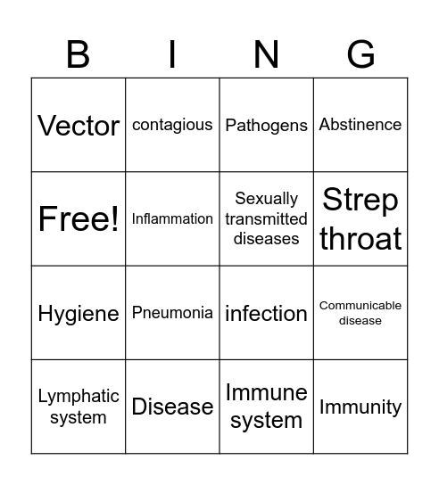 Communicable Disease Bingo Card