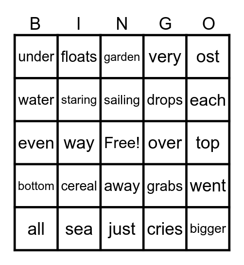 Adrian Bingo Card