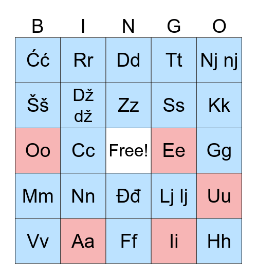 Српски 2 Bingo Card