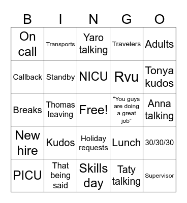 9/3 Bingo Card