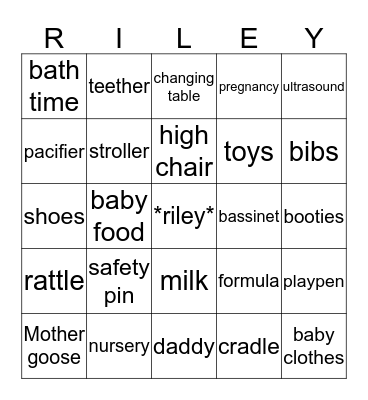 Baby Shower  Bingo Card