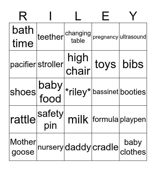 Baby Shower  Bingo Card