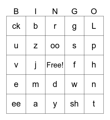 Phonics Bingo! Bingo Card