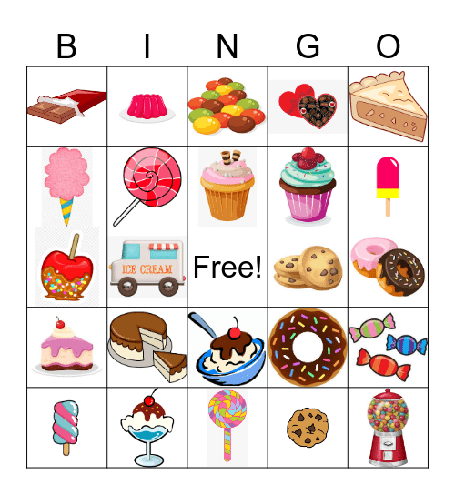 Ice Cream/ Dessert Bingo Card