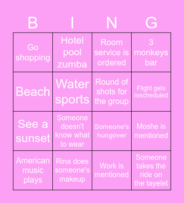 Rinas Bachelorette Bingo Card